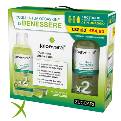 Aloevera2 Succo Puro Aloe 3 Pezzi da 1 Litro