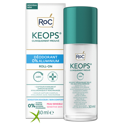 Roc Keops Deodorant Roll On 0% Aluminium 30 ml