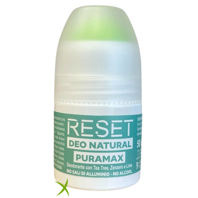 Deodorante Roll On Reset Puramax Vegano Tea Tree Zenzero Lime 50 ml