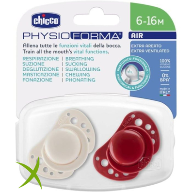 Chicco Succhietti AIR Rosso Silicone 6-16 Mesi 2 Pezzi