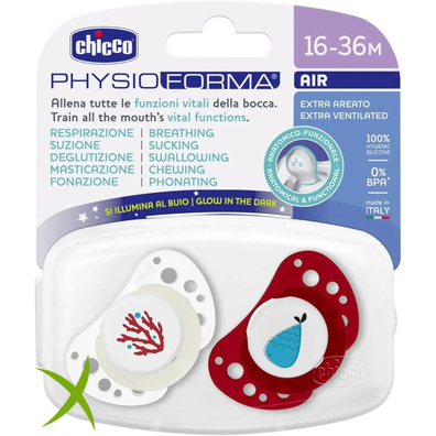 Chicco Succhietti AIR Rosso Lumi Silicone 16-36 Mesi 2 Pezzi